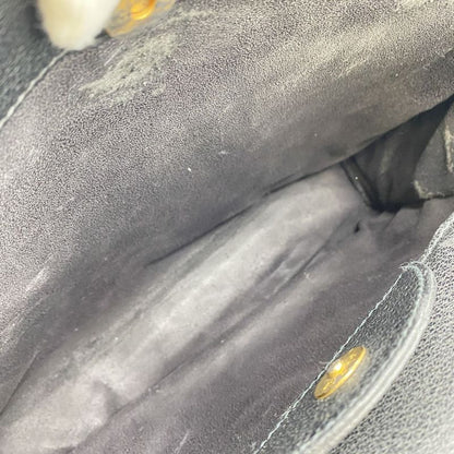 Gucci 002 853 Tote Bag Bamboo Suede Leather Black Ladies Men Vintage