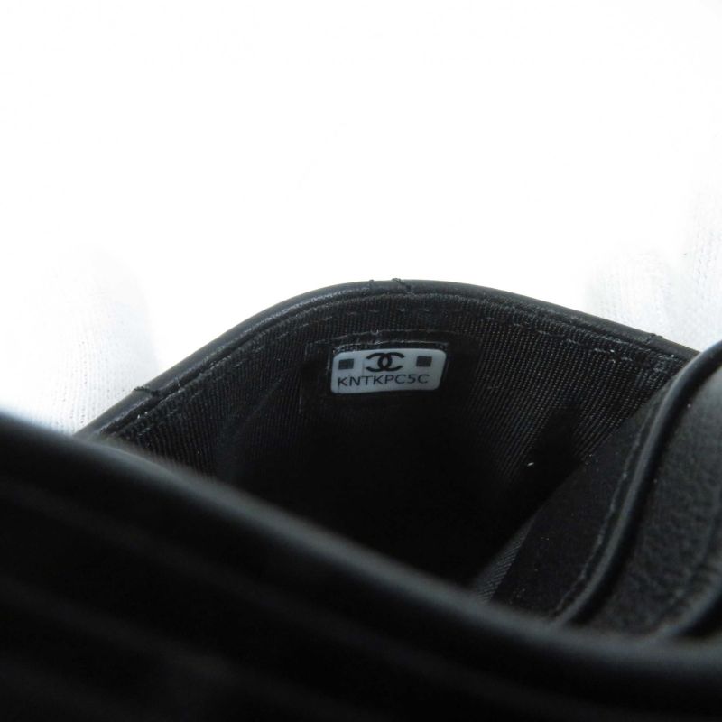 CHANEL Ap3595 Matelasse Coco Mark Lambskin Pass Case/card Case Black Hardware