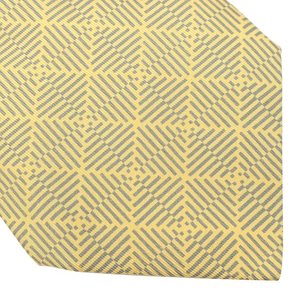Hermes Necktie Japanese Pattern 9cm (3.54in) Silk Yellow and Gray Yellow