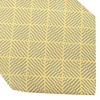 Hermes Necktie Japanese Pattern 9cm (3.54in) Silk Yellow and Gray Yellow