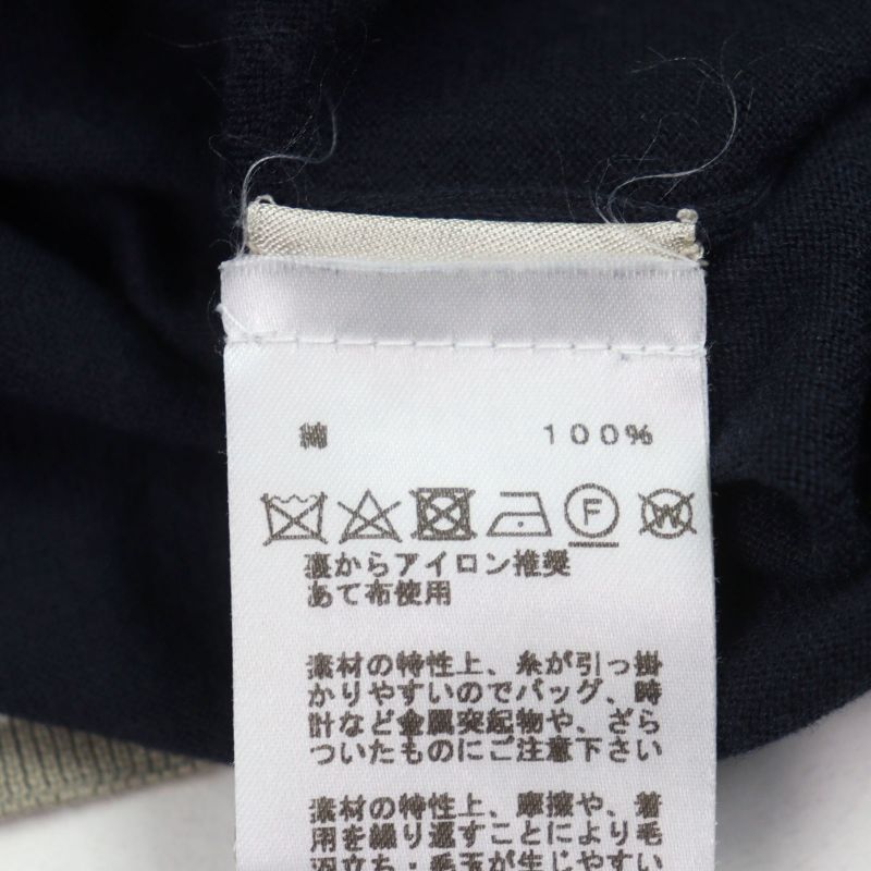 Hermes 2022 100% Cotton Crewneck Tipline Sweater Knit Navy S Made In Italy