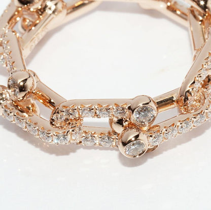 Tiffany & Co Ring 18K Pink Gold Diamond 132ct Hardware Small Link Ring Full