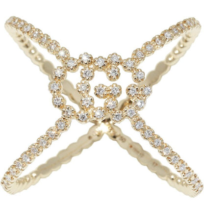 Gucci Ring 18K Yellow Gold Diamond 88P GG Running Ring