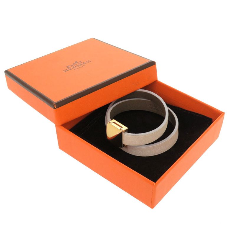 Hermes Medor Dubretour Leather White Gold Hardware Bracelet Accessories 0030