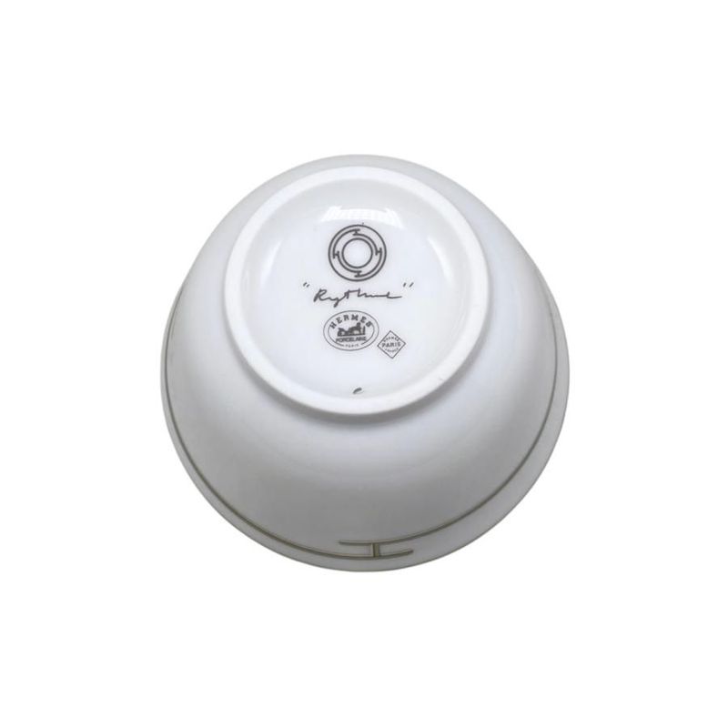 Hermes Teacup Rhythm Asian Teacup and Saucer with Lid H Logo Green White Hermes