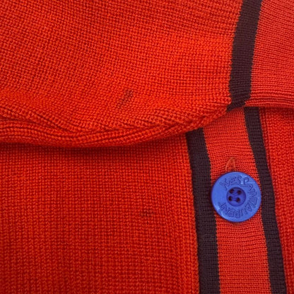 Yves Saint Laurent Multicolor Button Wool Knit Cardigan Red M