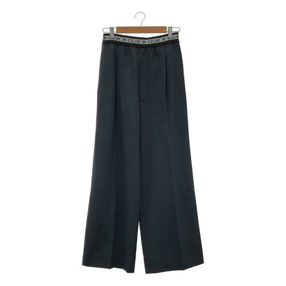 Celine - Phoebe Period Waist Logo Wide Slacks Pants - 38 - Navy - Women's