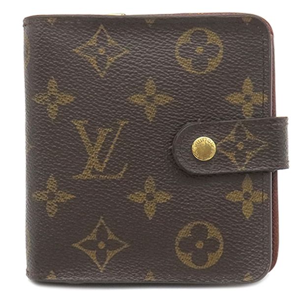 Louis Vuitton Bifold Wallet Compact Zip Monogram Canvas Monogram Gold Hardware