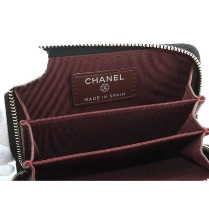 Exhibited Chanel Matelasse Coin Case Coin Purse Lambskin Black Coco Mark Ap0216