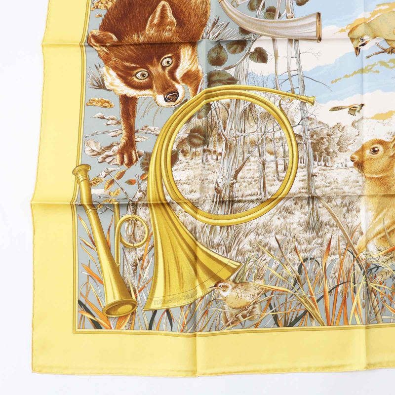 Hermes Carré 90 Chasse Au BOIS Hunting In The Woods 100% Silk Scarf Multi Made