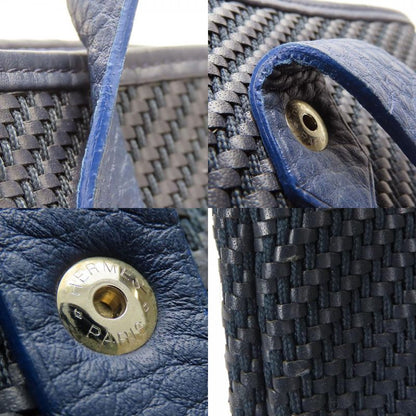 Hermes Tote Bag Amedava Diago PM Leather Polyester Navy Silver Hardware Woven