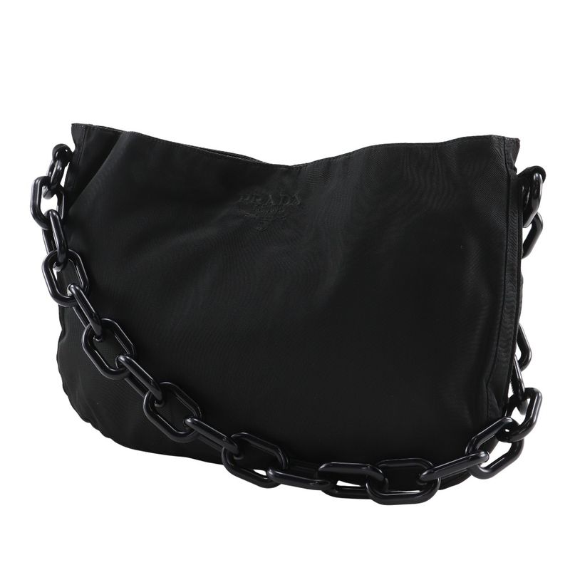 Prada Chain Shoulder B6431 Nylon And Plastic NERO Black Ladies Shoulder Bag