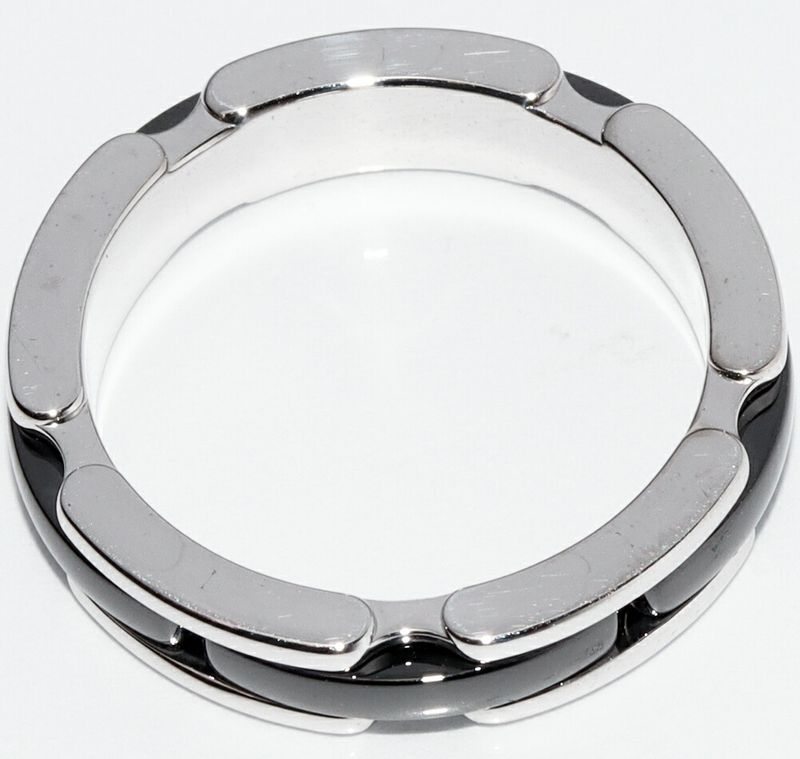 Chanel Ring 18K White Gold Black Ceramic J12 Ultra Collection Ring Small Model