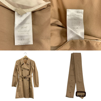 Celine - Phoebe Period Logo Button Belted Double Coat - 36 - Beige - Women's
