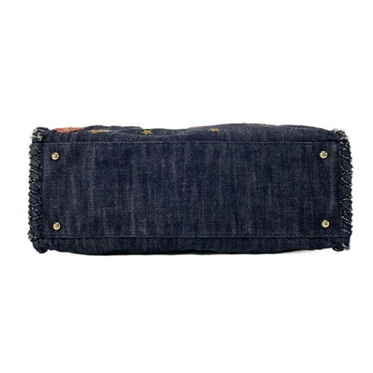 Chanel Tote Bag - Dark Navy White And Multi Embroidered Night Flight Chain