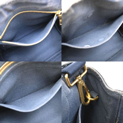 Prada Canapa 2WAY Shoulder Handbag Canvas Blue 86ka843