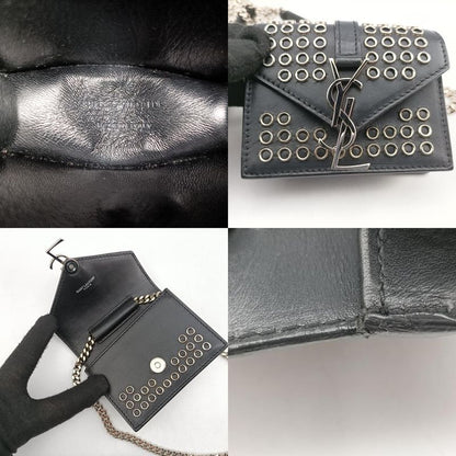 Yves Saint Laurentyves Saint Laurent Studded Flap Black Leather 347918 Dpl347918