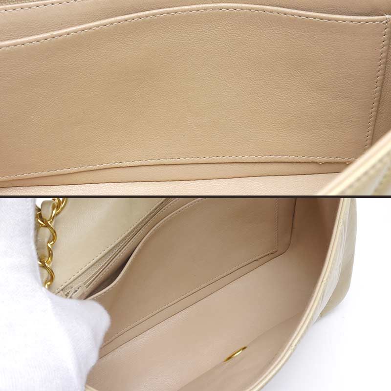 Chanel Matelasse Chain Shoulder Bag Diana Flap 22 Beige