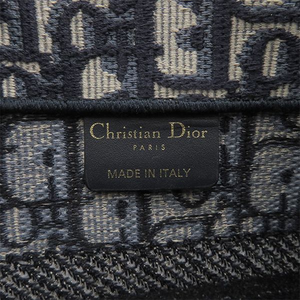 Christian Dior Tote Bag Book Tote Small Canvas Navy Blue Oblique Embroidery