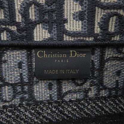 Christian Dior Tote Bag Book Tote Small Canvas Navy Blue Oblique Embroidery