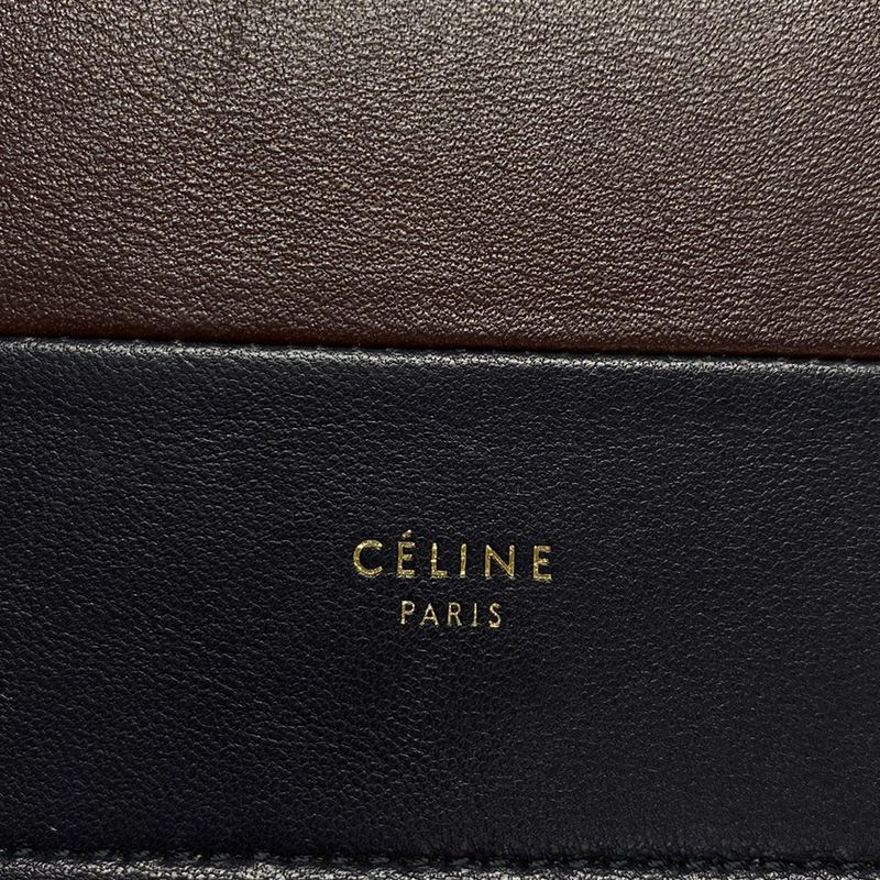 Celine Flamed Evening Clutch Dark Navy And Bordeaux Chain Shoulder/2way Leather