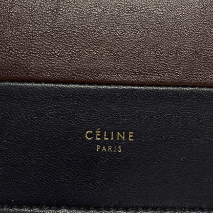 Celine Flamed Evening Clutch Dark Navy And Bordeaux Chain Shoulder/2way Leather