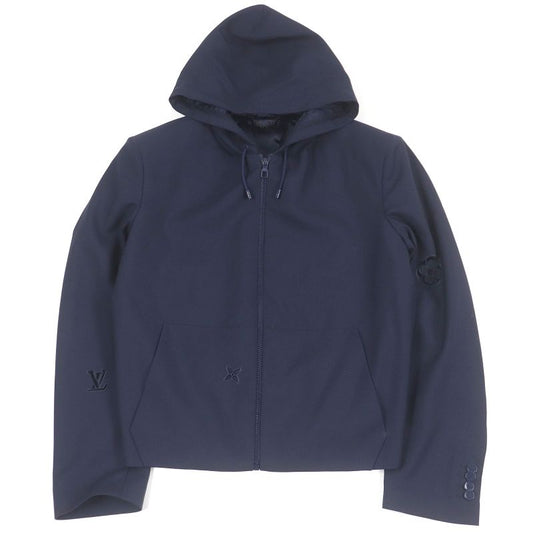 Louis Vuitton 100% Wool LV Icon Motif Zip Hoodie Blouson Navy 46 Made In Italy