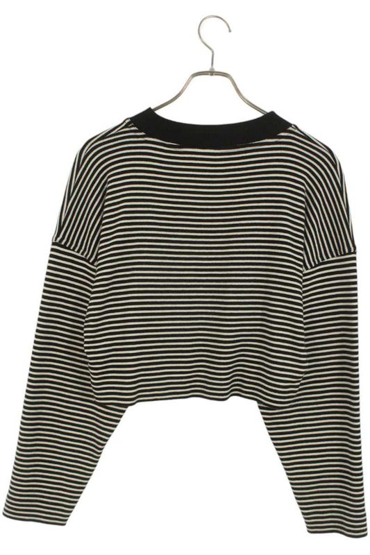 Celine 2x525545f Cropped Striped Allover Knit Long Sleeve Cut And Sewn Women's