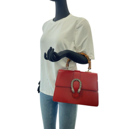 Gucci Sherry Line Bamboo Dionysus Red Leather 448075 Handbag Shoulder Bag 2WAY