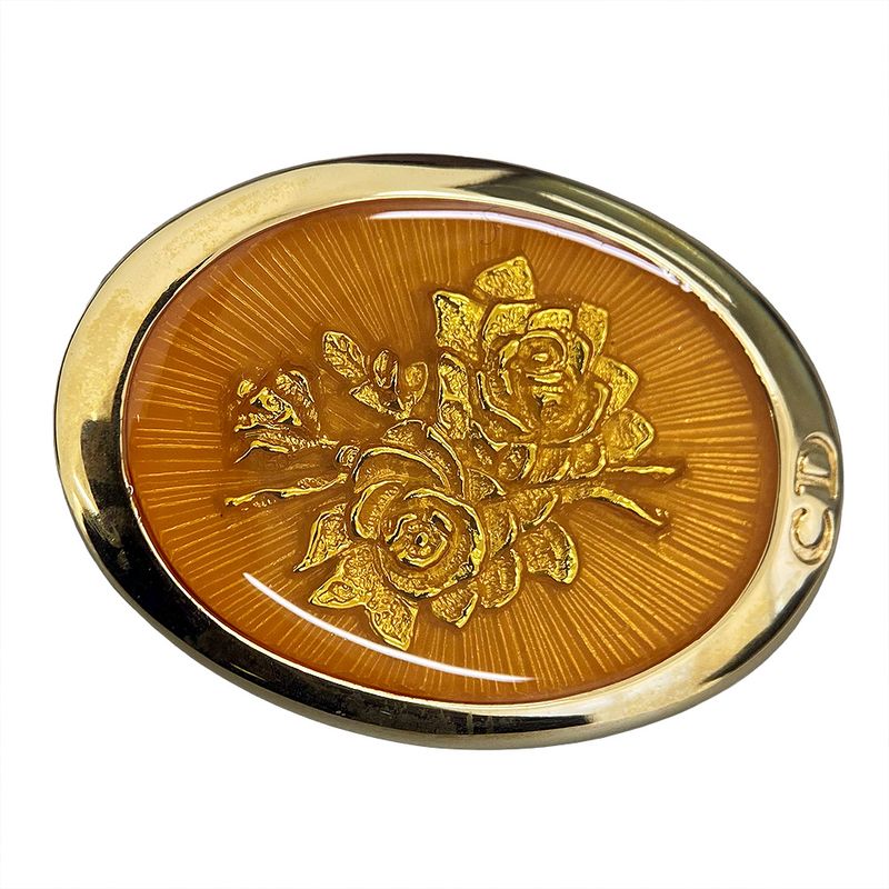 Dior Oval Brooch With Floral Pattern Brooch