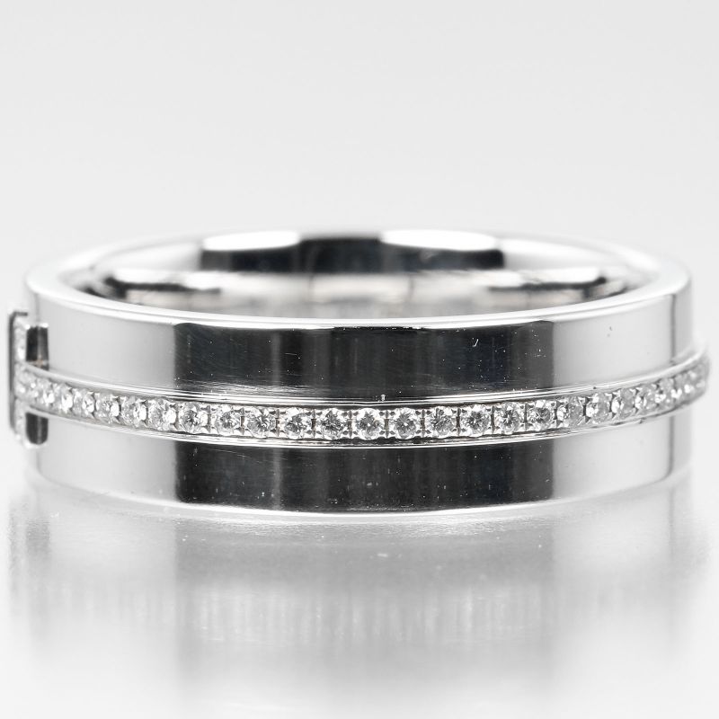 Tiffany & Co T Wide 18kwhite Gold × Diamond #10 Ladies 6.92g Ring