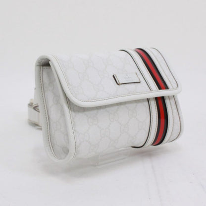 Gucci Sherry Line Waist Bag Leather X PVC White Body Bag Gold 152597