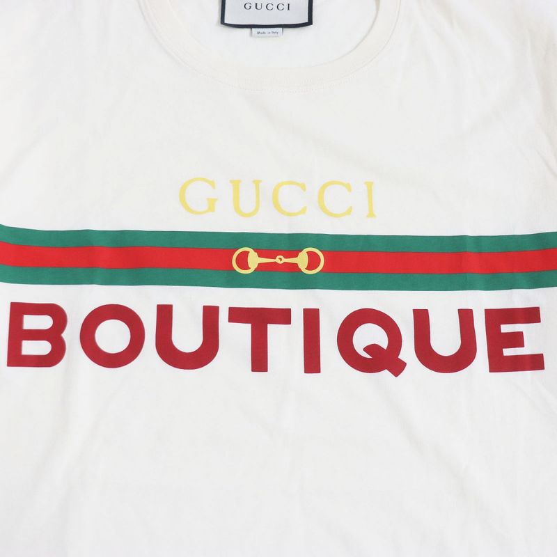 Gucci 615044 Boutique Web Line Logo Print 100% Cotton Off-white M Italy Genuine