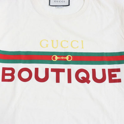 Gucci 615044 Boutique Web Line Logo Print 100% Cotton Off-white M Italy Genuine