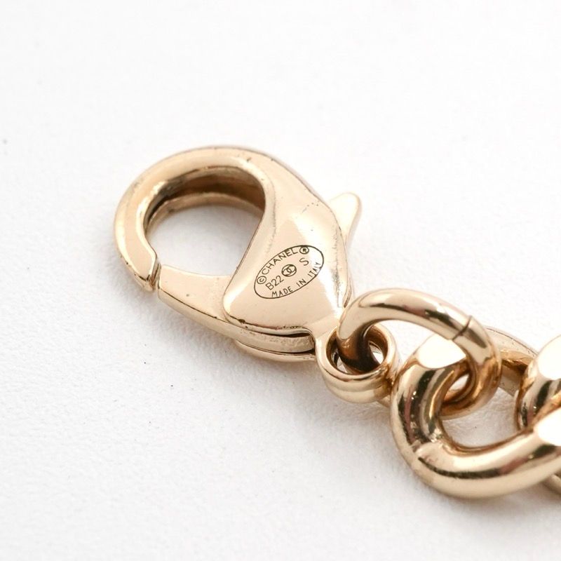 Chanel Necklace Pendant Choker Gold Black White Here Mark Logo