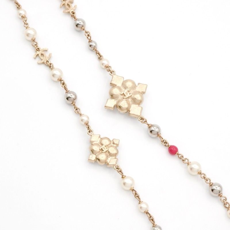 Chanel Necklace Pendant Choker Gold Silver Pink Coco Mark Long Necklace