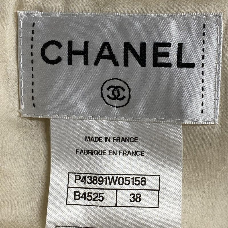 Chanel Dress Size 38 M Women - P43891 Ivory White And Silver Long Sleeves Knee