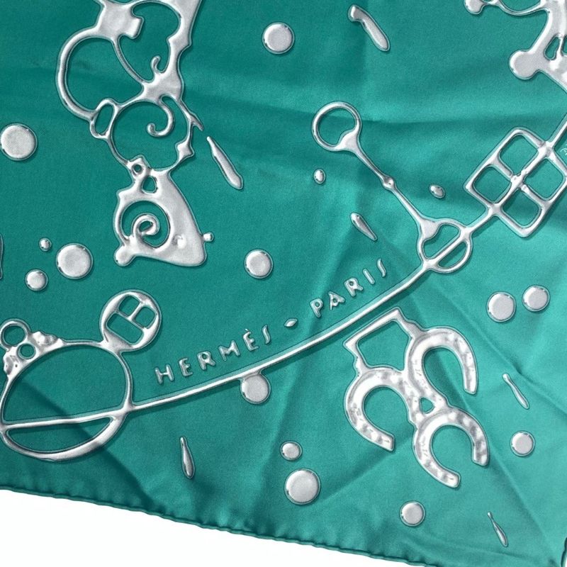Hermes Carre 90 Cheval Fusion Cheval Fusion Green Silk Scarf