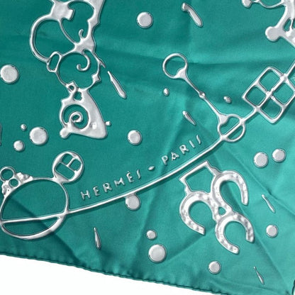 Hermes Carre 90 Cheval Fusion Cheval Fusion Green Silk Scarf