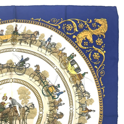 Hermes Carre 90 LA Promenade DE Longchamps Walk To Ron Chien Blue