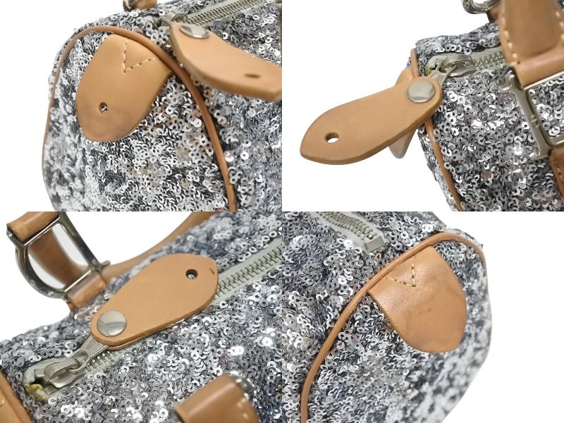 Dior Mini Boston Bag Sequin Leather Silver — view 5