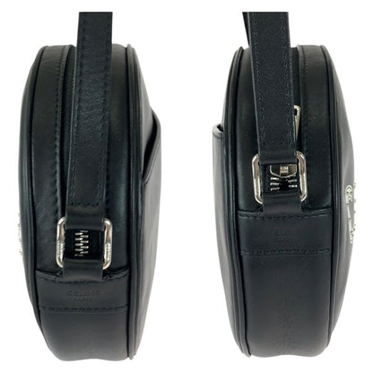 Celine Dancing Kid Logo Studded Black White Silver Hardware Leather 195883ddj38s