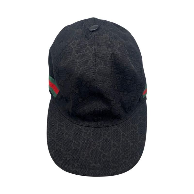 Gucci Hat Baseball Cap 200035 XL Size Original GG Canvas Black Gucci