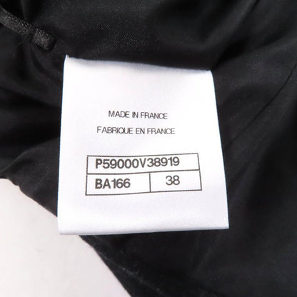 CHANEL P59000 100% Silk Lining Center Press Pants With Logo Button Wool Pants