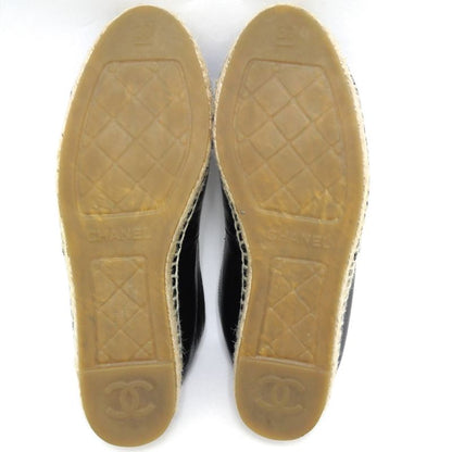 Chanel Espadrilles G35602 Coco Mark Bijoux Black Patent Leather 20C 37