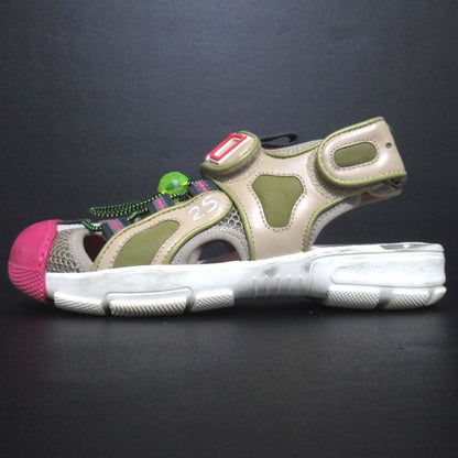 Gucci Mesh Velcro Sandals 570440 Size 34 Beige Multicolor Women Used