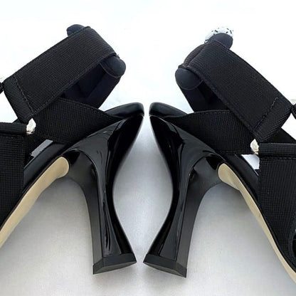 Fendi Mesh Suring Back Shoes High Heel Black