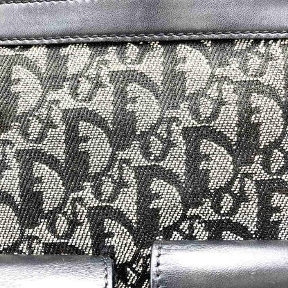 DIOR Handbag Tote Bag Trotter Canvas Leather Black Women's