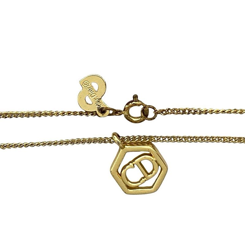 Christian Dior Vintage CD Logo Chain Necklace Pendant Accessory Gold 93913