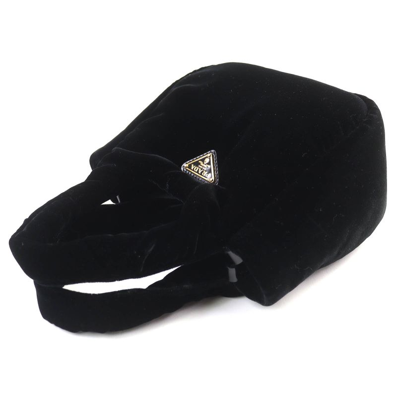 Prada 1ba410 Padded Velvet Mini Handbag Triangle Logo 2WAY Shoulder Bag Black